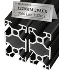 Rock Solid Black Anodized Aluminum Extrusion Profile 3060 T Slot Linear Rail For 3D Printer 1220mm 2 pack