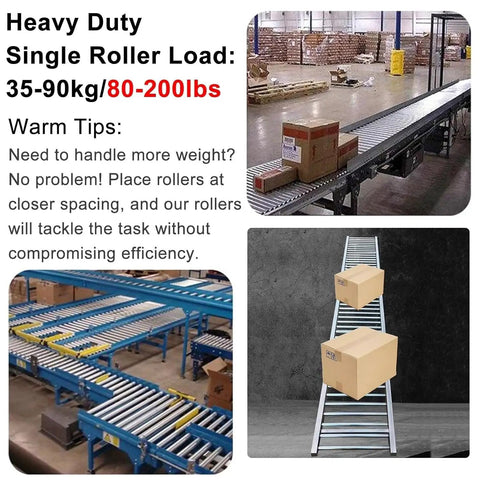 Heavy Duty Galvanized Stainless Steel Conveyor Rollers Built Like Tanks Rock Solid Bearings Two Hundred Pound Capacity Industrial Workhorses Replacement Parts Long Eight Zero Zero Millimeter Five Pack