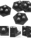 4 Pack Mini Swivel Caster Wheels With Self Adhesive Base For Storage Boxes And Office Equipment Silent No Drill Install Durable Abs And Steel Balls Easy Gliding Mobility For Home Use, showing close-up of hexagonal design and steel ball detail.