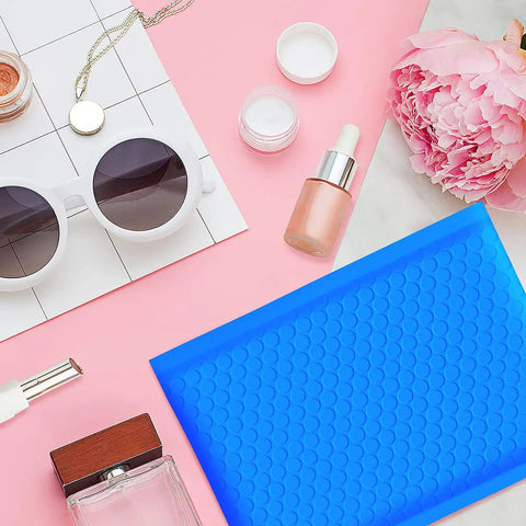 Blue Large Bubble Mailers 12x16 Inch 25 Pack Usable 12x15 Inch Self Seal Padded Envelopes Waterproof with sunglasses and cosmetics