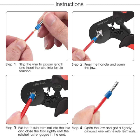 All In One Ferrule Crimping Pliers Kit For Electricians With 1800 Insulated Terminals And Connectors in use, step-by-step.