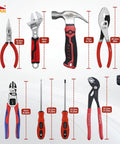Beefy 12 Piece Hand Tool Set With Toolbox For Home Garage And DIY Includes CRV Pliers Set Precision Wire Cutters Dual Use Screwdrivers Adjustable Wrench Rubber Mallet And Claw Hammer