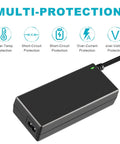 44V Lead Acid Battery Charger For 36V Scooters And E Bikes With 3 Pin Male XLR Connector showing multi-protection features.