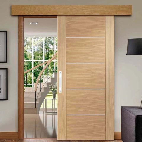 Interior view of a wooden sliding barn door with Two Pack Sliding Barn Door Handles 7.9 Inch Aluminum Alloy Pull Handles For Sliding Barn Doors Gates Cabinets Closets Drawers Garage Shed White Finish Includes Eight Mounting Screws For Easy Installation, installed in a modern home setting.