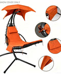 Replacement Cushion Cover For Hanging Lounge Chair And Outdoor Hammock Chair With Easy Zip And Secure Strap Outdoor Patio Cover Only In Orange For Chaise Lounge And Pillow Pad installed on a black metal frame.