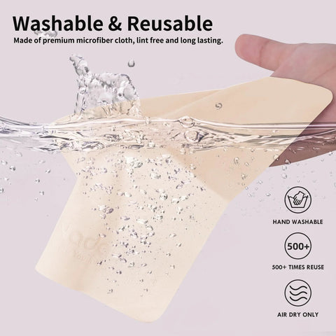 Nadadora microfiber glasses cleaning cloth, beige, 6x7 inches, 20-pack, reusable and hand-washable.