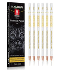 White Charcoal Pencil Set For Artists, 6-Piece, Soft, Medium, And Hard Grades, Includes Two Of Each, ideal for drawing and sketching