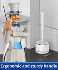 Heavy Duty Toilet Plunger With Holder, Ergonomic Handle, 21.1-inch height, 6.7-inch base, in bathroom setting, white finish