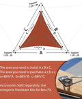 Rust Red Triangle Shade Sail 10x10x10 Outdoor Canopy For Patio Garden Backyard UV Block Fade Resistant installation diagram