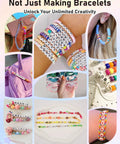 Beginner Friendly Friendship Bracelet Making Kit With 4800 Beads And 300 Charms for DIY Jewelry Crafts shown in use on wrists.