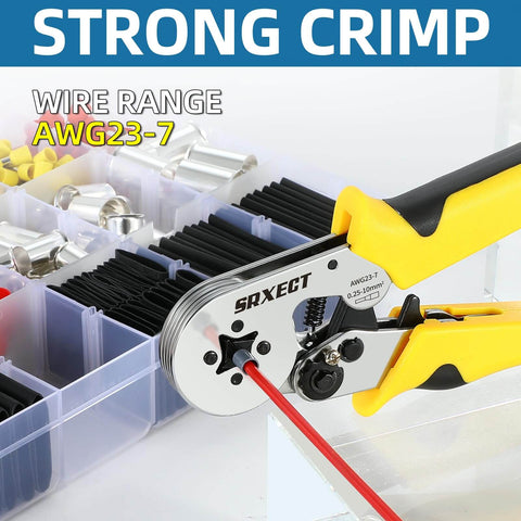Heavy Duty Ferrule Crimping Tool Kit With Wire Stripper And Ferrules Crimper Plier 600 Piece Set close-up view