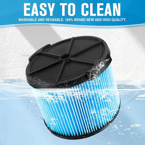 3-Layer Fine Dust And Dirt Wet Dry Vac Filter Replacement For 3-4.5 Gallon Portable Vacs submerged in water, easy to clean