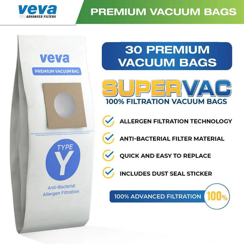 30 Pack Type Y Vacuum Bags For WindTunnel Uprights Style Y And Z Premium Replacement Bags Model 4010100Y packaging
