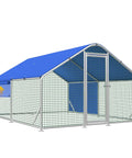 Top Notch Heavy Duty Chicken Coop Run With Thick Hardware Cloth For 20 Chickens, spacious outdoor poultry cage with waterproof cover.