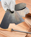 Top Shelf Six Piece Cabinet Scraper And Burnisher Kit With Blue Spring Steel Blades Plus Hardened High Speed Steel Sharpening Rod.