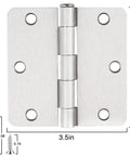 18 Pack Satin Nickel Interior Door Hinges 3.5 Inch By 3.5 Inch One Quarter Inch Radius Brushed Nickel Finish