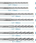 10-piece SDS Plus carbide drill bit set for concrete and tile; sizes 3/16, 1/4, 5/16, 3/8, 1/2 in; 6.3 in length