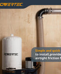 4 Inch 90 Degree Dust Collection Elbow in Black ABS Plastic connected to dust system with airtight seal