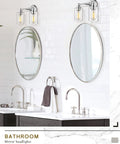 Sleek Modern Two Light Vanity Lights Over Mirror With Chrome Finish And Clear Glass Shades Contemporary Wall Sconce in bathroom