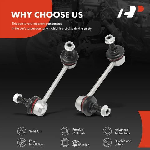 2 Pc Rear Sway Bar Links Stabilizer End Links For Honda Accord 1998-2007 And Acura TSX 2004-2008 TL 1999-2008 CL 2001-2003 Easy Install OEM Style Replacement Improves Handling And Reduces Body Roll product image showing two links with highlighted features like solid arm and premium materials.