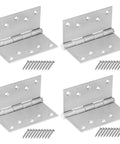 Beefy Heavy Duty 4 Pack Square Door Hinges, 5 Inch, 201 Stainless Steel Ball Bearing Butt Hinges With Brushed Finish and screws