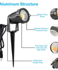 All Metal Landscape Outdoor Spotlights Waterproof IP65 5W 120V Yard Flood Light With Ground Stake 3200K Warm White details