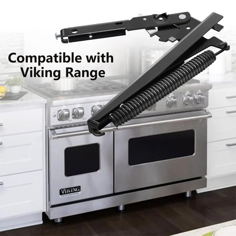 Range Oven Door Hinge Assembly Replacement For Viking Appliances Replaces AP5315870 And 811473 close-up with Viking range