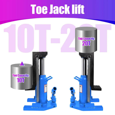 Heavy Duty Hydraulic Toe Jack Delivering Twenty Ton Top Lifting And Ten Ton Toe Engagement with pressure gauge and dual-levels.