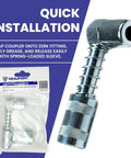 90 Degree Grease Gun Coupler Snaps Onto Fittings In Tight Spaces For Hassle Free High Pressure Grease Application With Easy To Use Flexible Hose Or Rigid Extensions