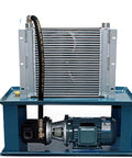 Professional Grade Hydraulic Power Unit With Advanced Oil Cooler And High Torque Pump Motor For Heavy Duty Workshops RJ405 with plate fin cooler.