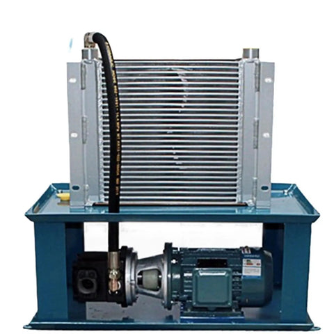 Professional Grade Hydraulic Power Unit With Advanced Oil Cooler And High Torque Pump Motor For Heavy Duty Workshops RJ405 with plate fin cooler.