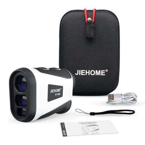 X1 Golf Range Finder With 660 Yard Range Slope On Off Magnetic Flag Locking 7X Magnification Rechargeable; includes case and USB-C cable.