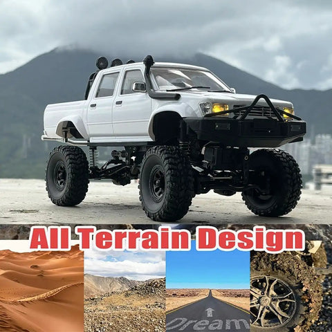 4x4 RC Rock Crawler Truck With Beefed Up Chassis And Twin Cab Hard Body for Off Road RTR One Sixteenth Scale for Adults