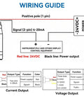 Wiring guide for Submersible Water Level Sensor With 4 To 20mA Output DC24V shows connections to power supply and instrument control.