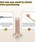 Rock Solid Furniture Replacement Screw Set with Killer Barrel Nuts and Flat Head Bolts for Crib Buildouts Includes All M6 Sizes in a Massive 100 Piece Stash That Slaps showing measuring options for accurate sizing.