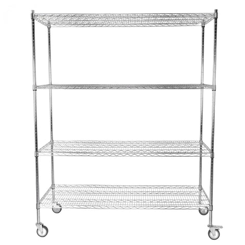 Heavy Duty Five Tier Metal Shelving Unit With Wheels For Easy Mobility And High Capacity Industrial Wire Racks Each Shelf 250kg