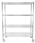 Five Tier Heavy Duty Steel Storage Rack On Wheels With Tool Free Assembly And Massive Capacity for garage or home use.