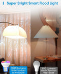 Comparison of Smart BR30 Flood WiFi LED Bulb RGBCW Multicolor Dimmable 1300 Lumen 100W Equivalent with standard bulb