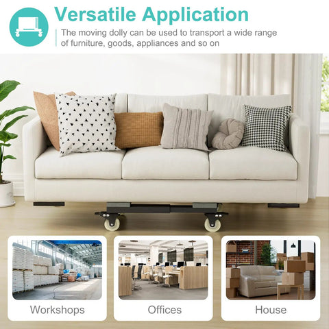Heavy Duty Furniture Moving Dolly With Adjustable Wood And Metal Platform Four Swivel Casters Roll Heavy Appliances And Sofas Smoothly Tackle Your Next Move Without Breaking A Sweat