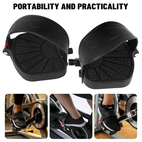 Dual Size Bike Pedals With Straps For Indoor Cycles Compatible With Peloton Schwinn Bowflex And Most Bikes 9/16 And 1/2 Inch Spindle Options
