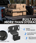 Built Tough Ford Boxlink Hitch Holder For Truck Bed 2 Inch Receiver Bracket with secured cargo in blue truck bed.