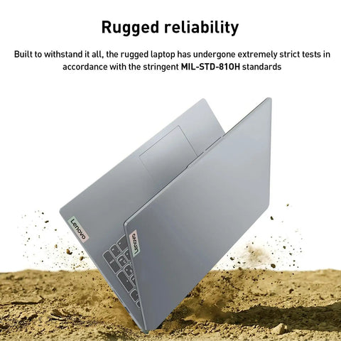 Slim Intel N150 Laptop With 15.6 Inch Fhd Display And 8Gb Ddr5 Ram in rugged design on dirt background.