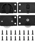 Cabinet Door Sliding Silent Plastic Roller Pulleys Set For Closet And Wardrobe Doors with screws, black finish, 2-pack