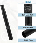 Beefy 27.2mm By 250mm Aluminum Seat Post With Calibrated Scale Mark Black For MTB Mountain Bikes Universal Fit Lightweight Rust Resistant Alloy For Easy Height Adjustments; details of safe line mark, specific mark, and thick tube visible.