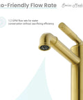 Eco-friendly flow rate of Avallon Single Hole Bathroom Faucet With High Arc Sleek Spout Single Handle Operation Brushed Gold Finish