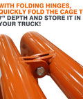 Close-up of folding hinges on 2 Bar Portable Tire Inflation Cage For Service Trucks Weighs 69 Lb And Delivers Safe On Site