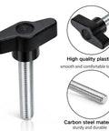 Solid 60 Piece Thumb Screws Assortment With Ergonomic Wing Knobs No Sweat Hand Tighten Clamping Bolts, showing a black plastic wing knob.