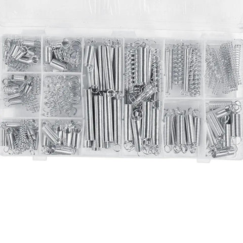 Ultimate 200 pc Assorted Extension And Compression Spring Kit With 20 Diverse Sizes Perfect For Vehicle Parts Repair Appliances And Digital Devices In A Sturdy Organized Case Great For Any Diy Project, clear plastic case with assorted silver springs