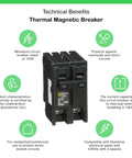Homeline 125 Amp Two Pole Mini Circuit Breaker For Residential Use With Easy Plug In Mount And Quick Install 120 And 240 Volt AC 10kA Breaking Capacity Standard Type