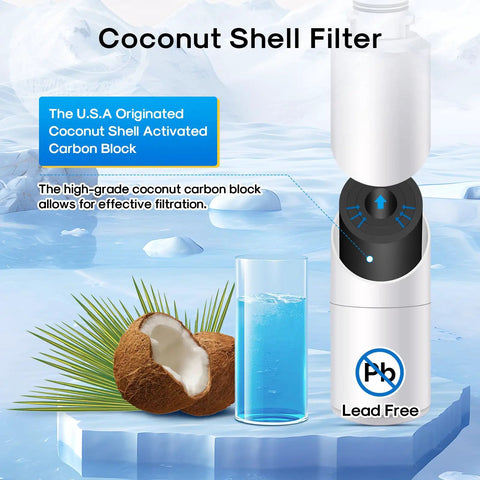 Samsung Compatible Refrigerator Water Filter Replacement 3 Pack for HAF CIN RF28HMED BSR 0.5 Micron Coconut Shell Filter